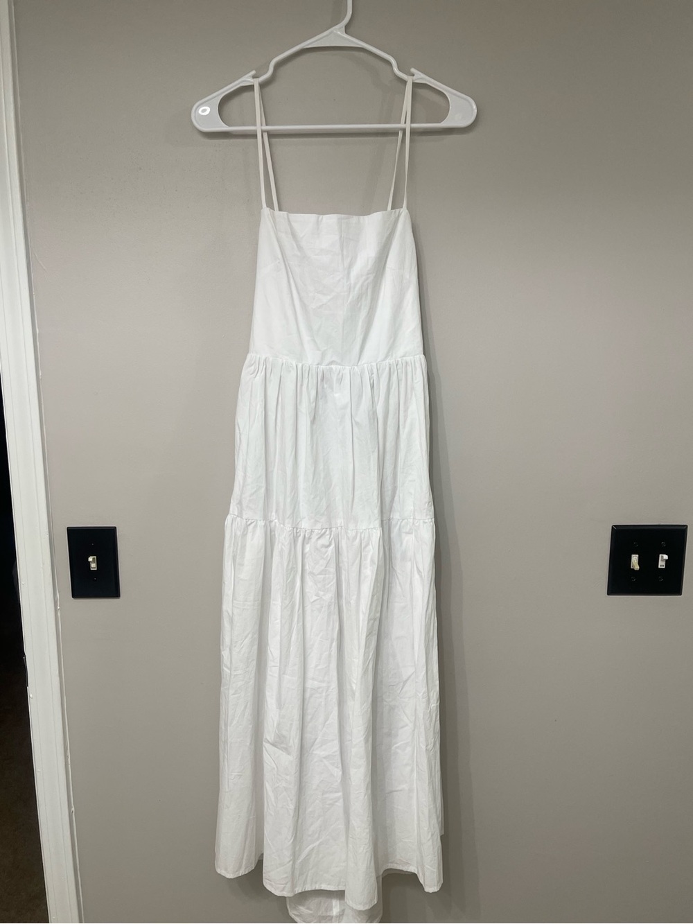 Ciao Lucia Gioia White Spaghetti-Strap Tiered Midi Maxi Dress